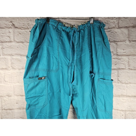 Dickies Scrub Pants Women 2XL EDS Turquoise Teal Cargo‎ Pockets Drawstring 86206 - Picture 2 of 10